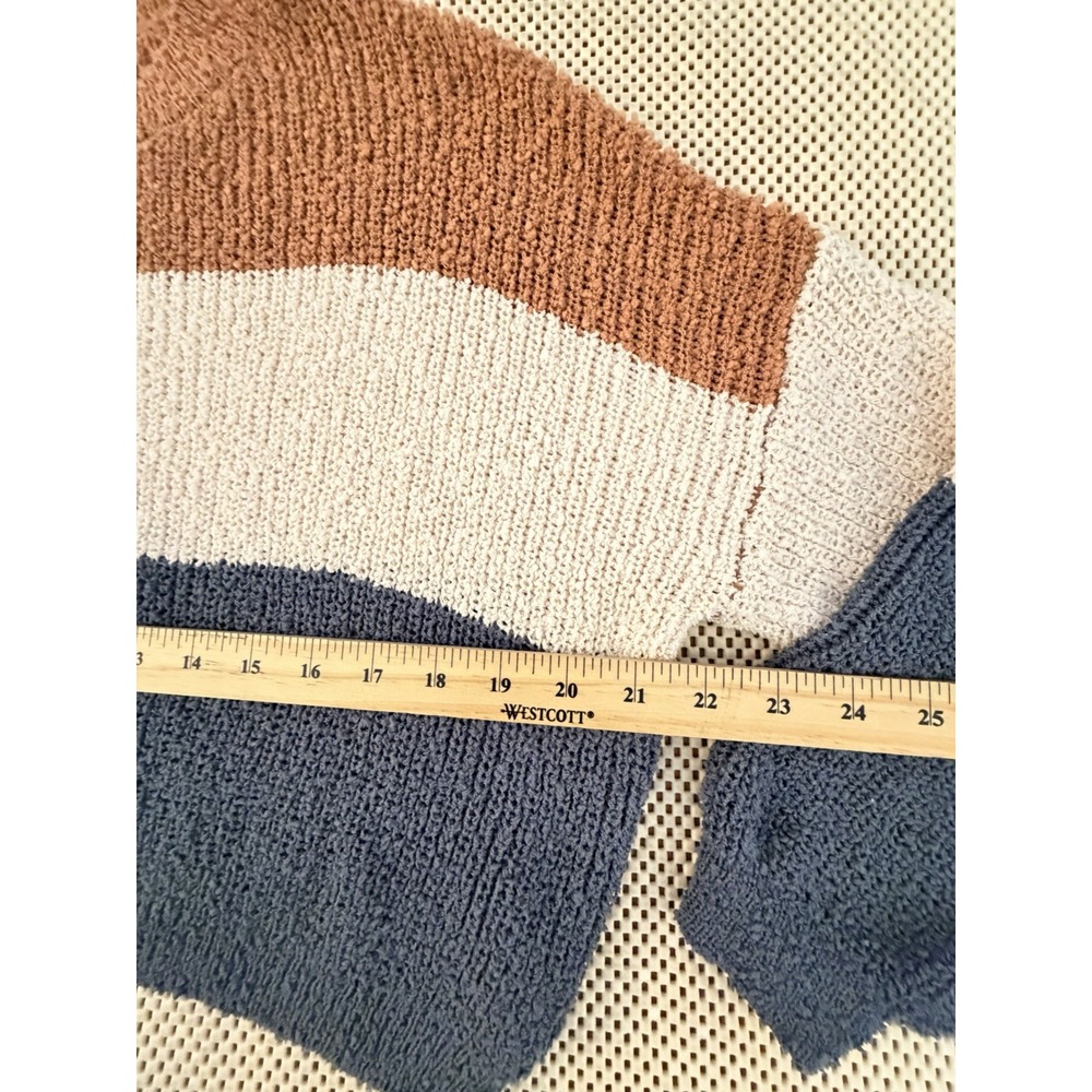 Debut Crop Sweater Size XS/S/M Color block Textured Nubby Loose Balloon Sleeve - Picture 6 of 9